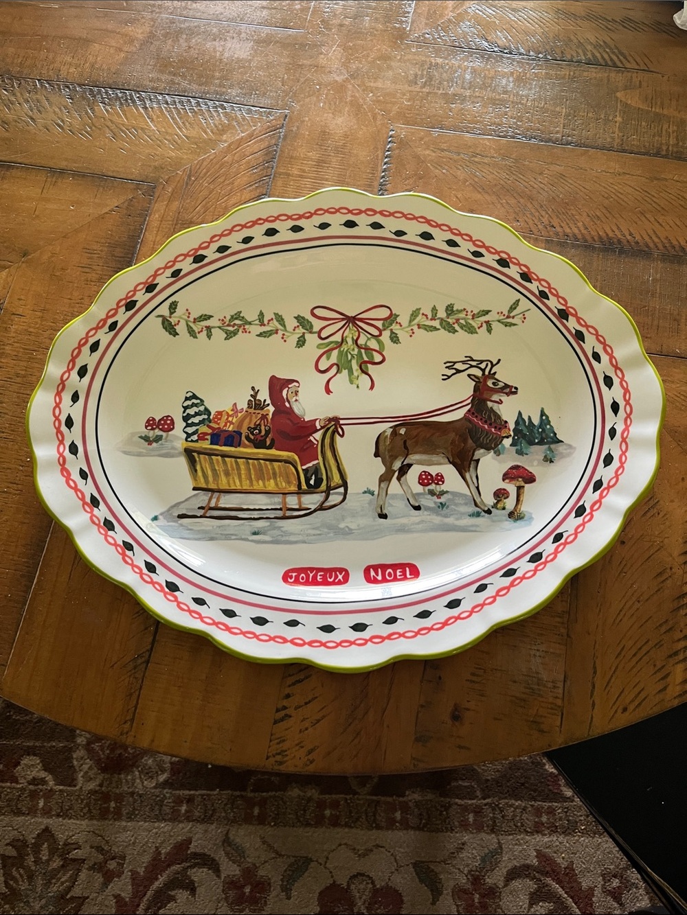 Holiday Joy Ceramic Serving Platter - Red & Green
